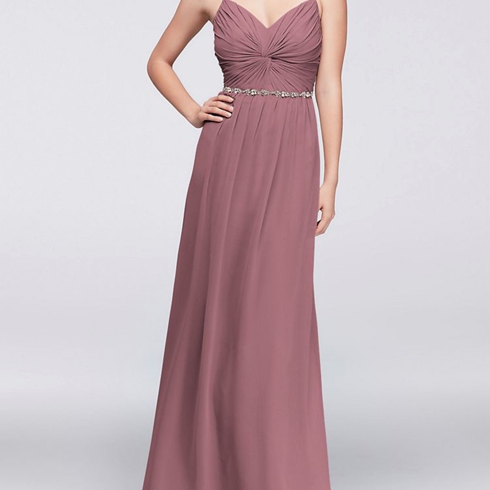 Full length chiffon bridesmaid dress